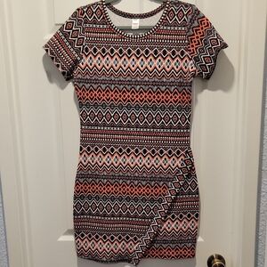 BONGO Geometric Mini Dress - Black, White, Coral